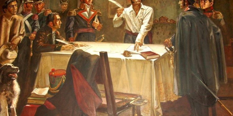 El_Libertador_Simón_Bolívar_Firmando_el_Decreto_de_GUERRA_A_MUERTE_contra_los_Españoles