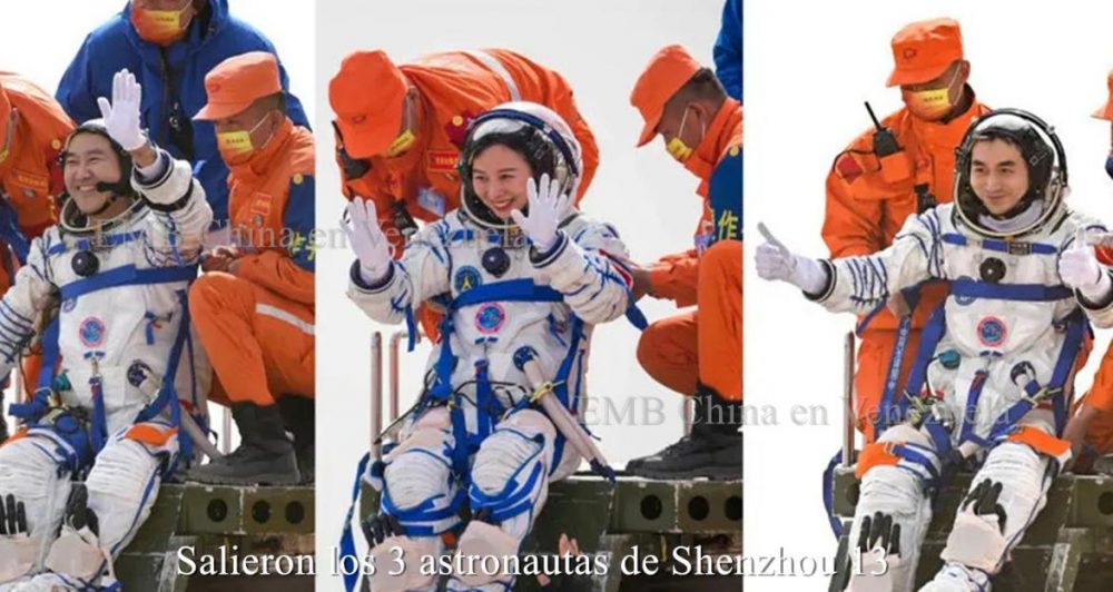 Saliero los 3 astronautas de Shenzhou 13