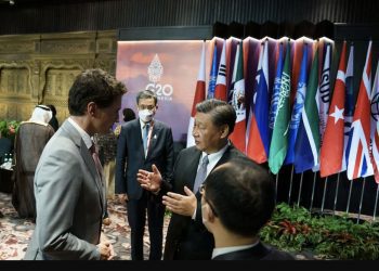 Primer ministro de Canadá, Justin Trudeau y el presidente de la República Popular China, Xi Jinping