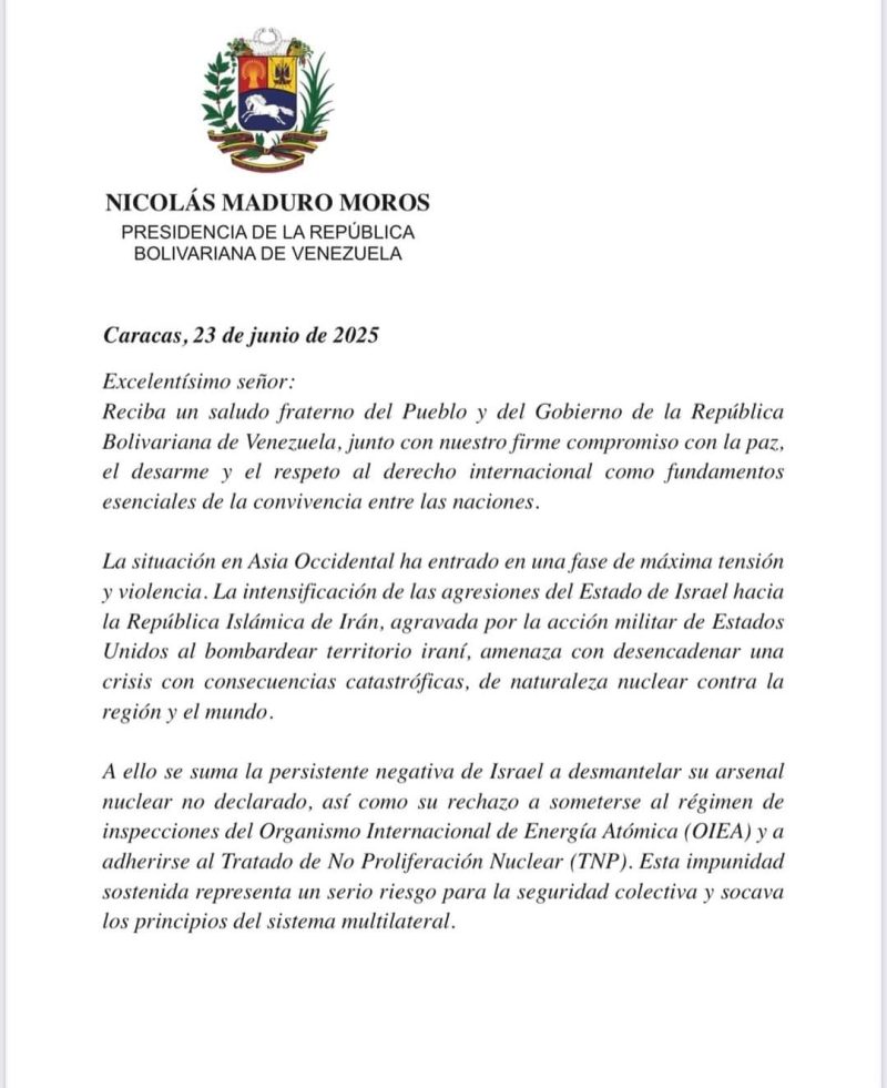 Venezuela convoca a Cumbre por la Paz y contra la Guerra nuclear 2 WhatsApp Image 2025 06 23 at 2.42.13 PM