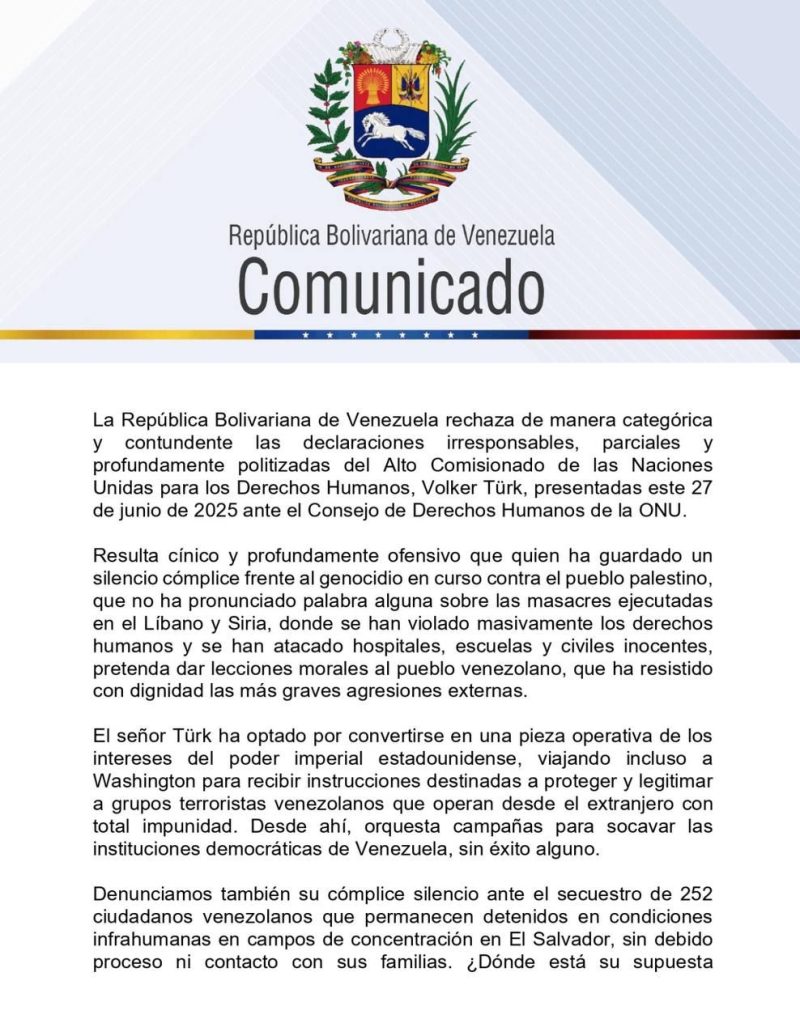 Venezuela rechaza declaraciones de Volker Türk 2 img 20250627 165436 4983710838455138419794
