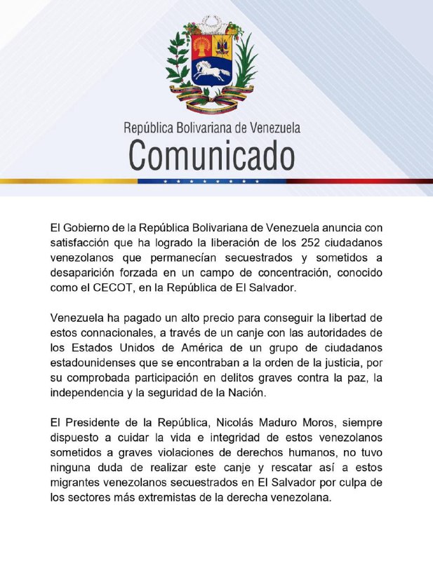 Gobierno Bolivariano logra la liberación de 252 ciudadanos secuestrados en El Salvador 2 5174726355596717739