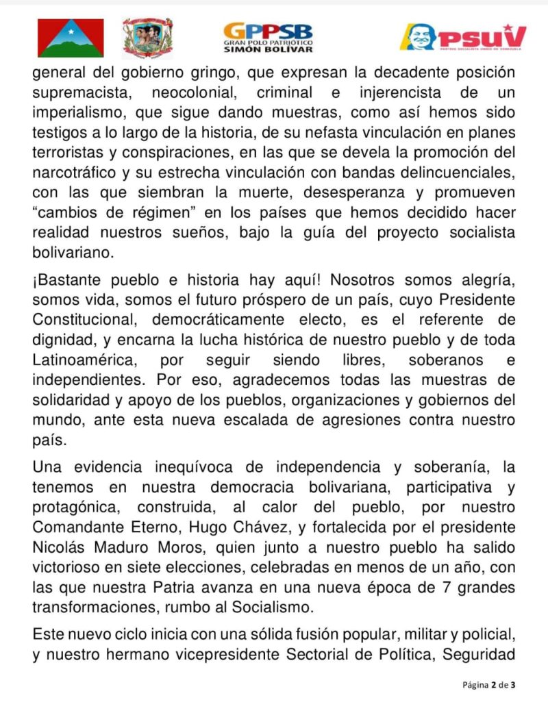 Comunicado del PSUV Caracas: Rechazo contundente a planes terroristas de la derecha extremista 3 WhatsApp Image 2025 08 13 at 4.50.17 PM