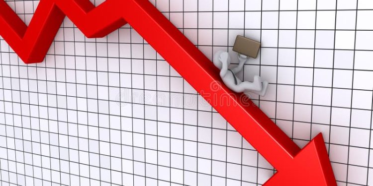hombre de negocios que cae de grafico 51687071