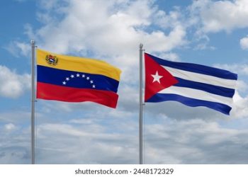 cuba venezuela flags waving together 260nw 2448172329