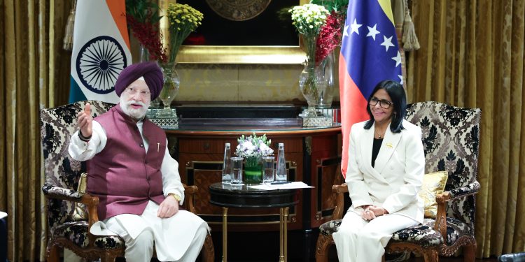 Venezuela e India profundizan alianza estratégica en hidrocarburos tras reunión entre Presidenta (E) Delcy Rodríguez y Hardeep Singh Puri